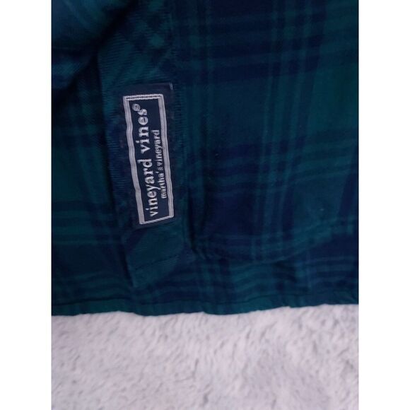 Vineyard Vines Shirt Womens sz 4 100% Rayon Performance Tartan Plaid Blue Green - Picture 6 of 10